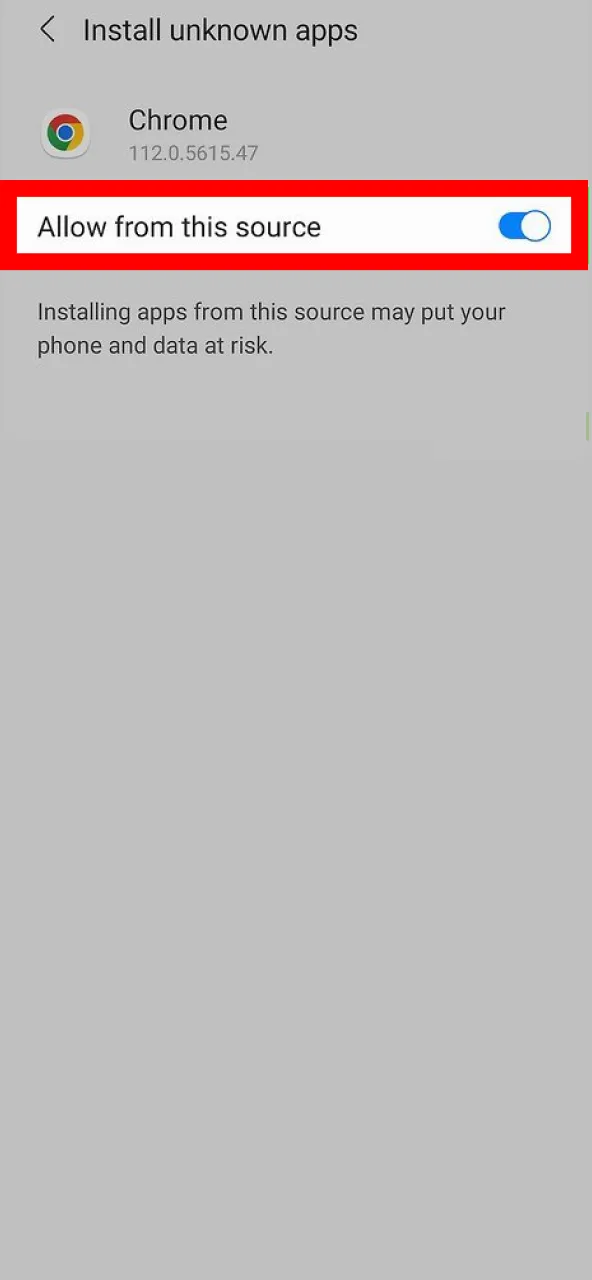 پرائیویسی سیٹنگز پر جائیں اور براؤزر سے Melbet APK انسٹال کرنے کی اجازت دیں۔
