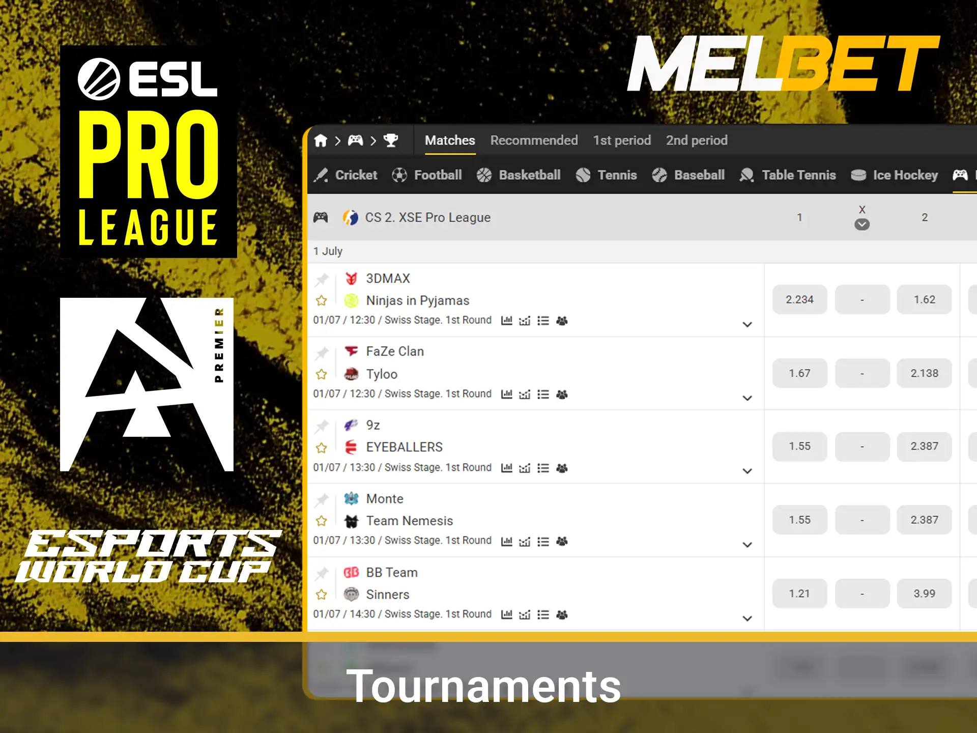 Find the biggest CS2 tournaments to bet on via the Melbet website.