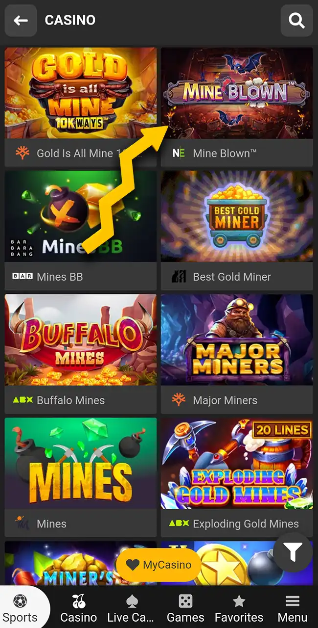 Start the game in the casino section on the Melbet website.