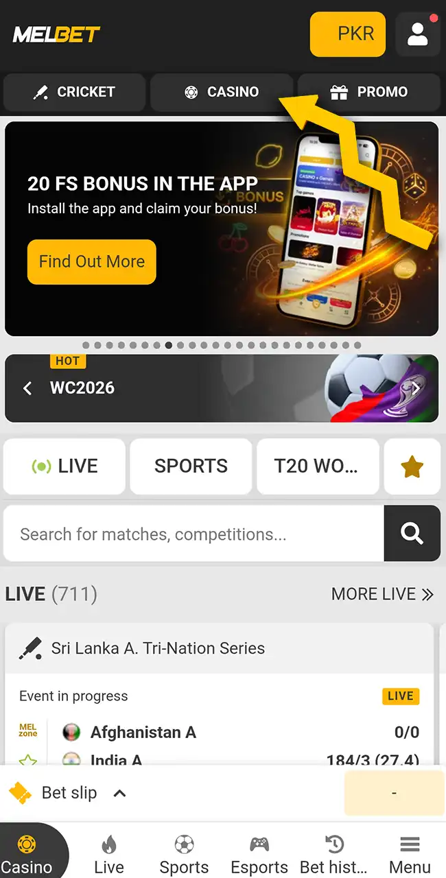 Search the casino lobby and open the gaming window.